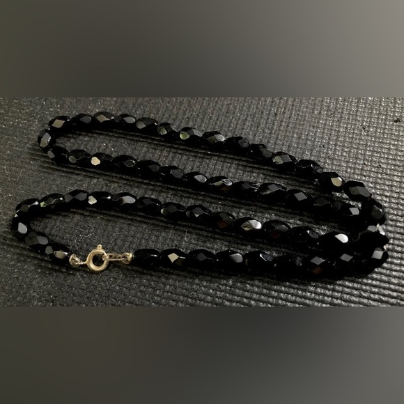 Vintage Mourning Beads Jet Glass ￼Edwardian Mourning Necklace 16" - Picture 8 of 12